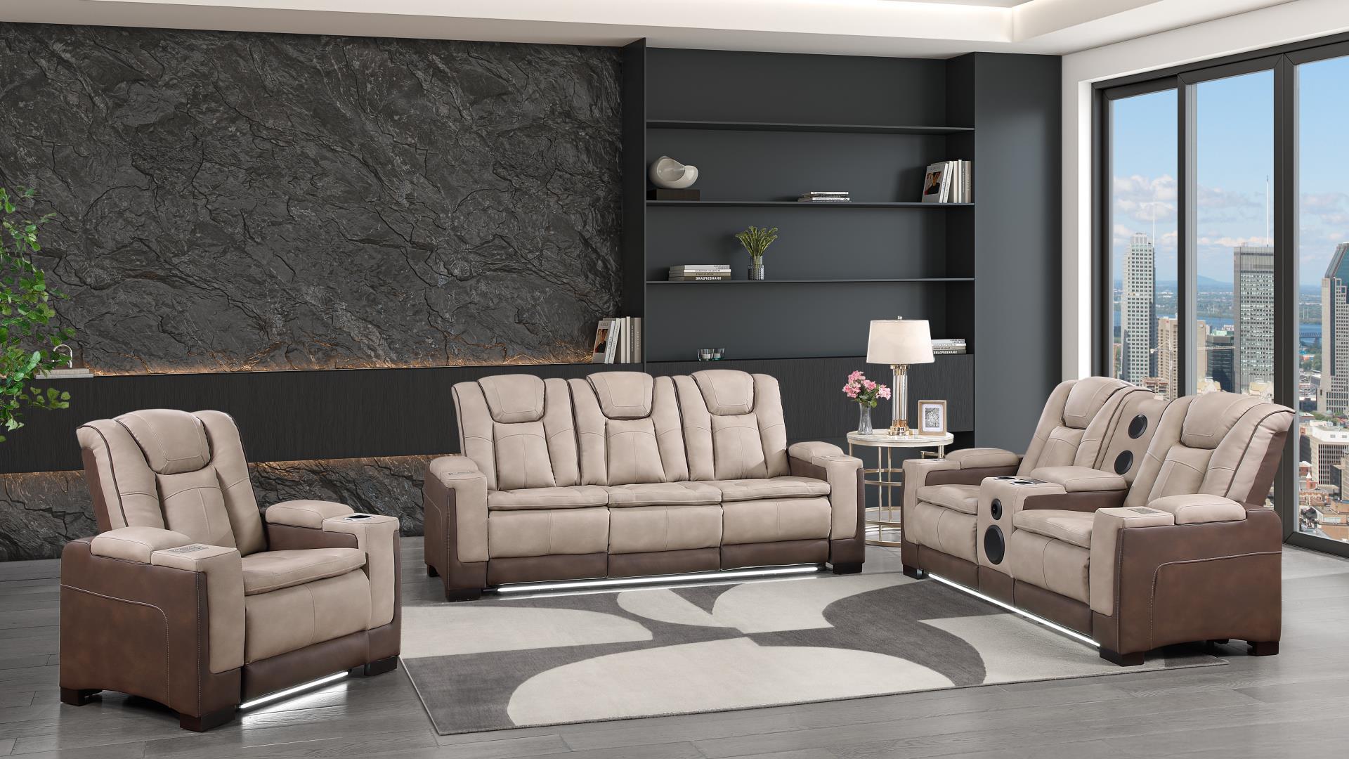 Bruno 3 Pc Living Room Set Brown