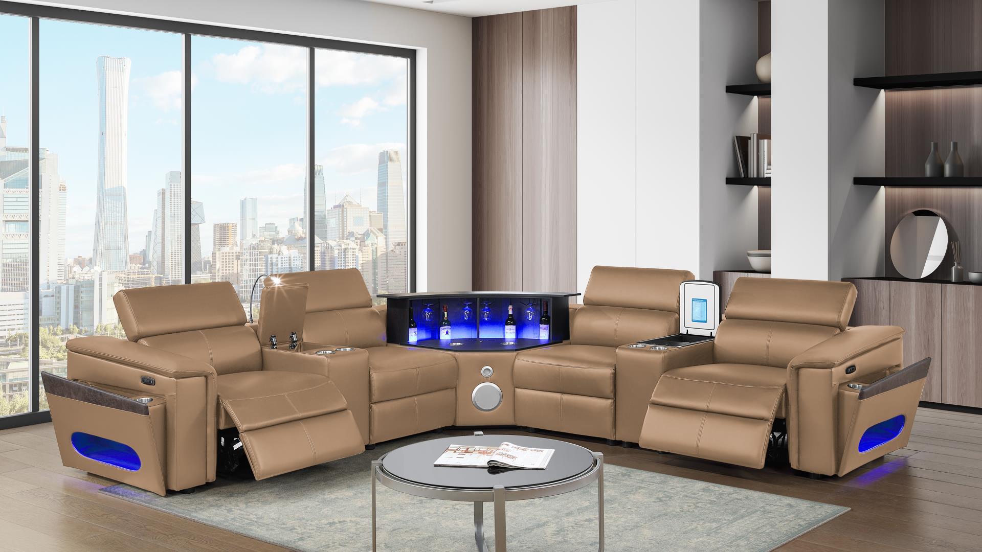 Nova Sectional with 1 Console (Fridge) - Caramel