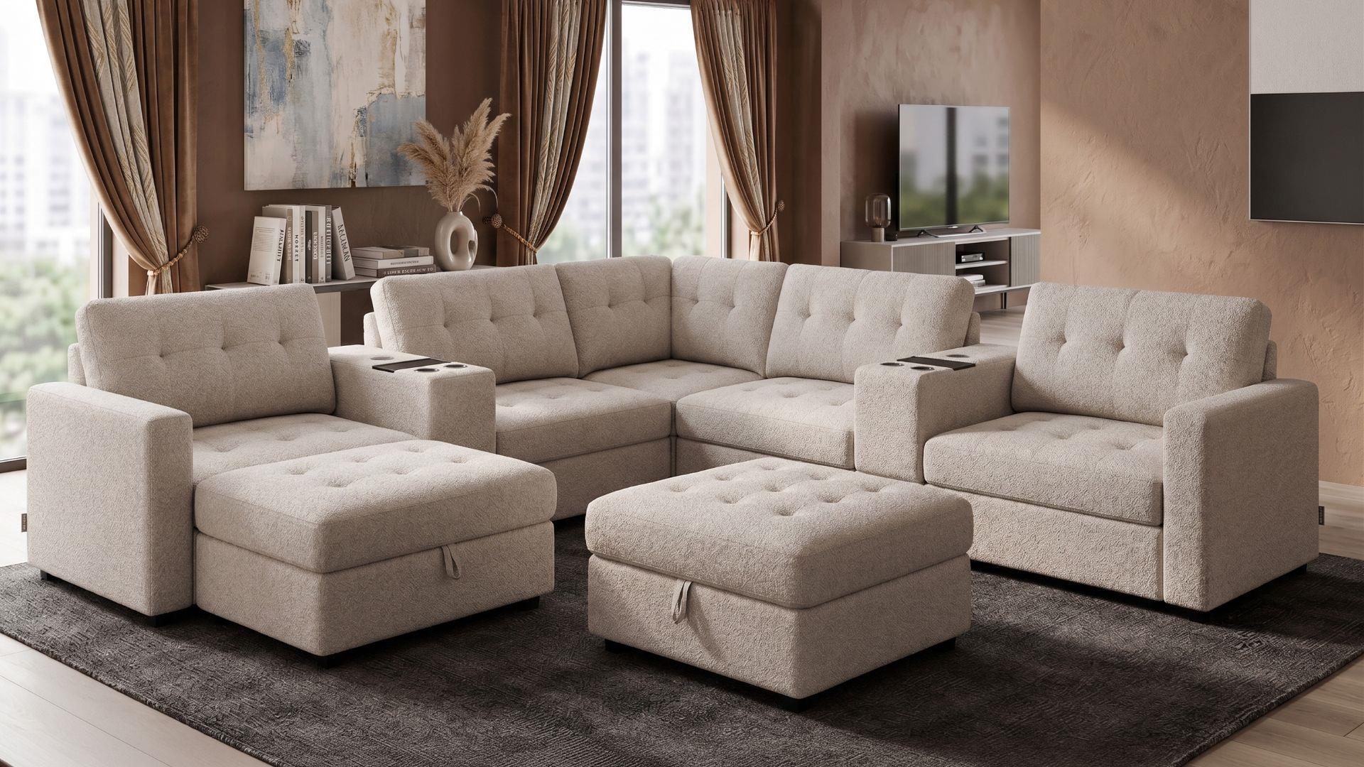Latitude Sectional With Ottoman Gray